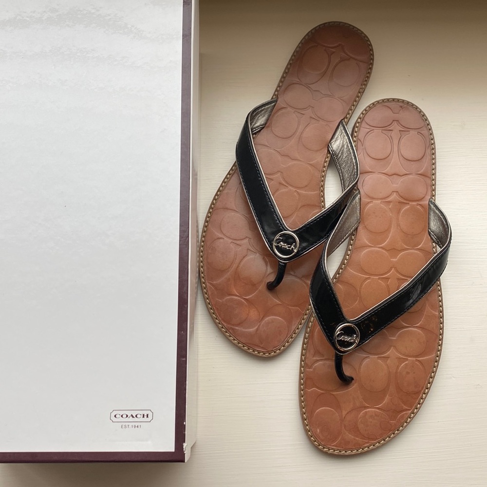 COACH Deney Embossed Calf Sandal - 10B - Picture 3 of 10